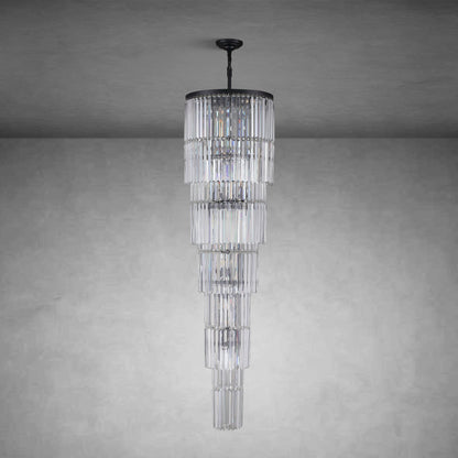 78.7" Luxury Long Crystal Chandelier  29-Light Modern Black Large Chandeliers