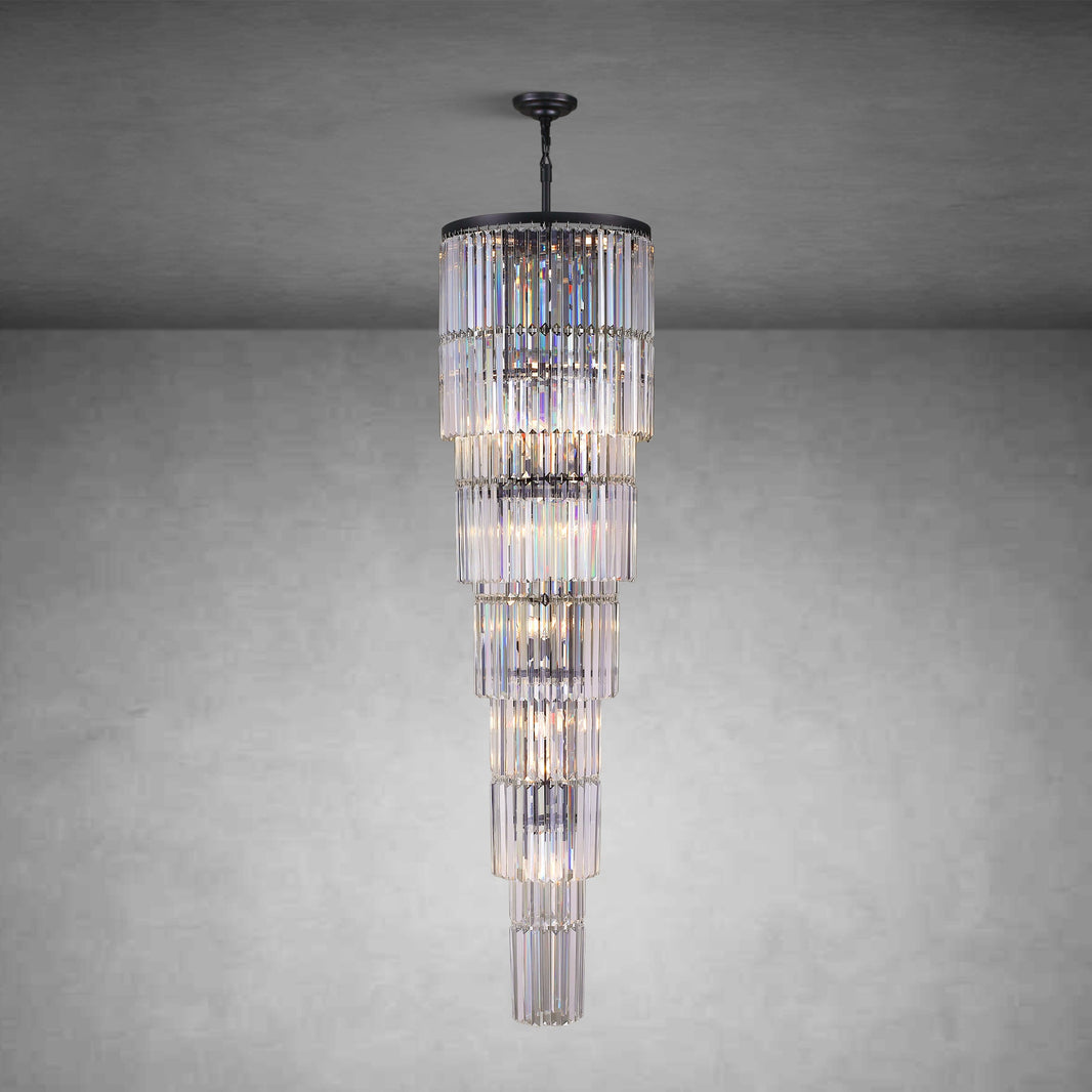 78.7" Luxury Long Crystal Chandelier  29-Light Modern Black Large Chandeliers