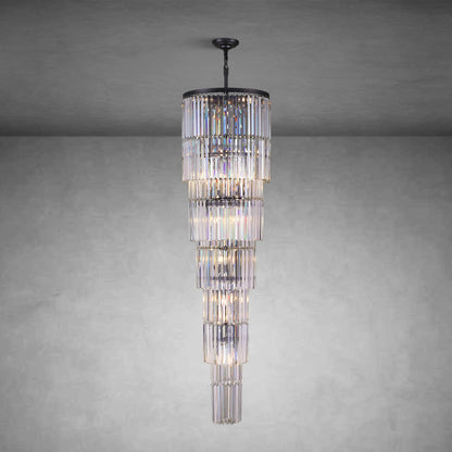 78.7" Luxury Long Crystal Chandelier  29-Light Modern Black Large Chandeliers