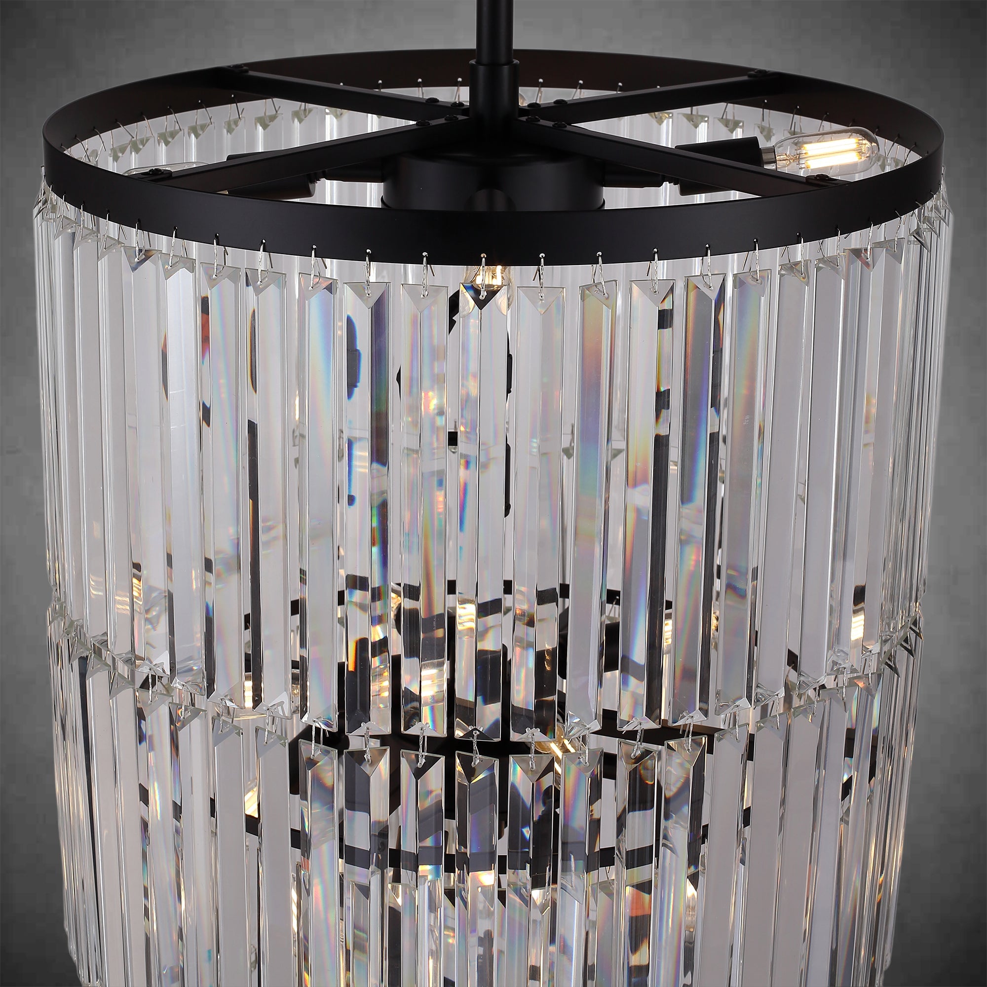 78.7" Luxury Long Crystal Chandelier  29-Light Modern Black Large Chandeliers