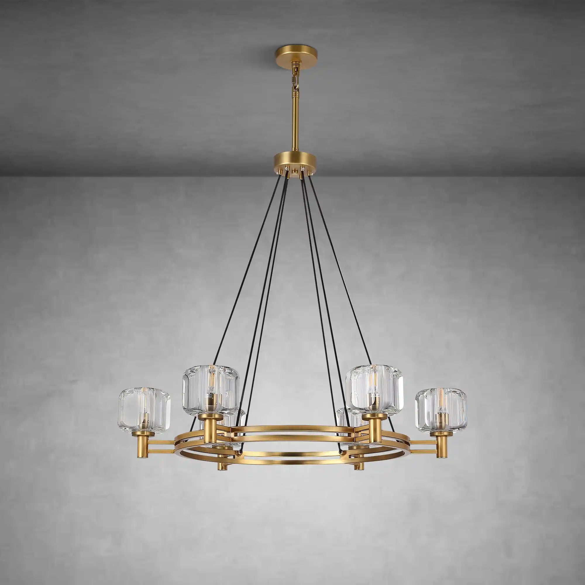 Round Crystal Chandelier, 36" K9 Crystal Chandeliers for Dining Room