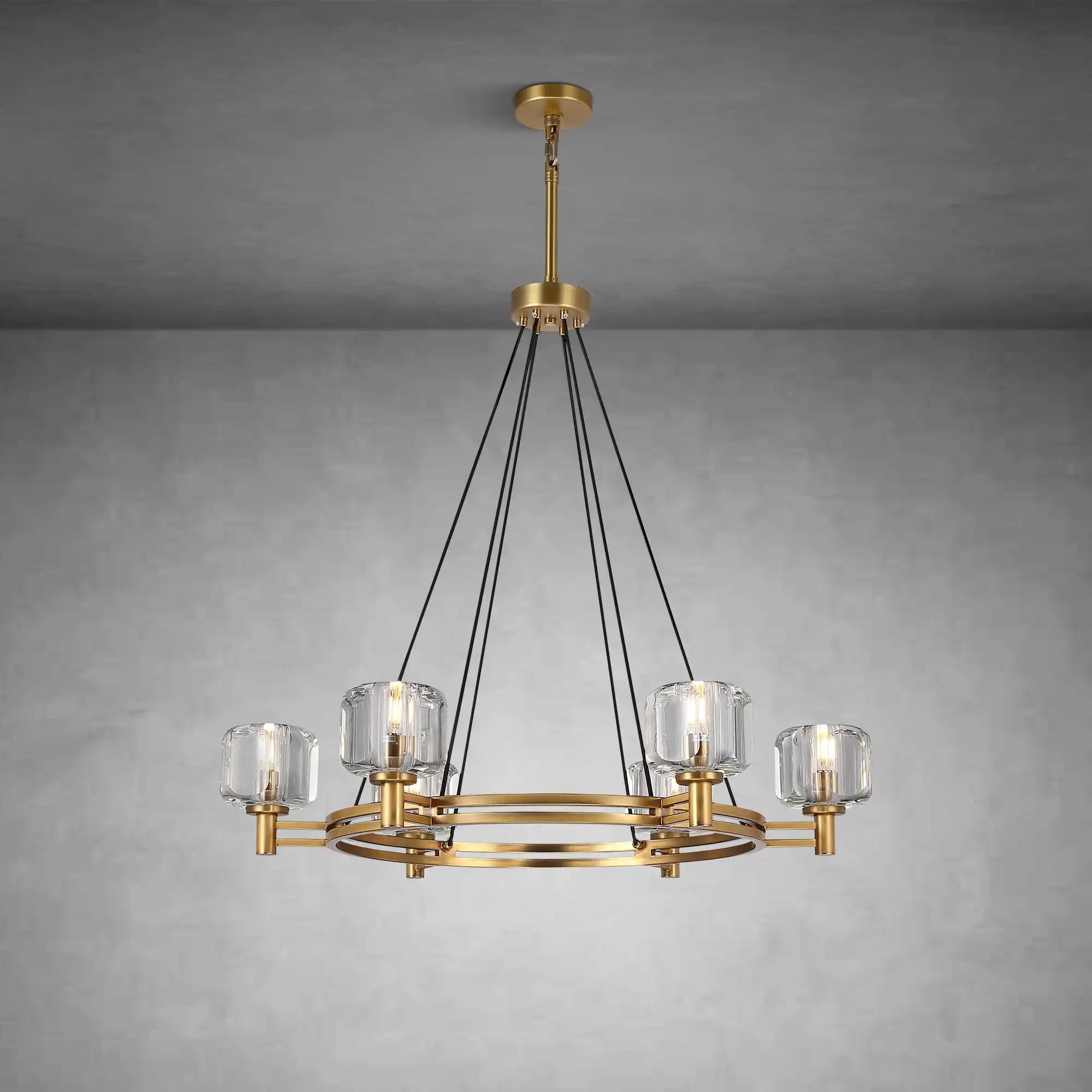 Round Crystal Chandelier, 36" K9 Crystal Chandeliers for Dining Room