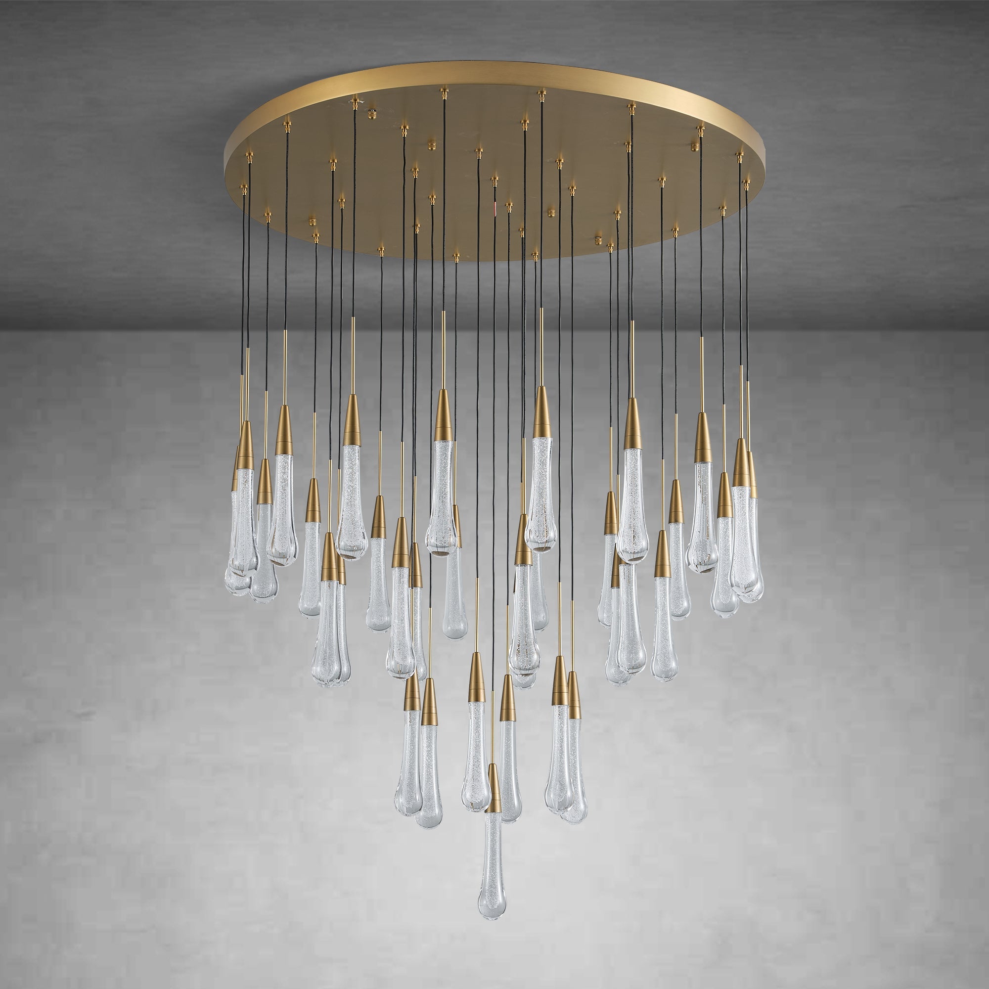 Gold raindrop-shaped chandelier