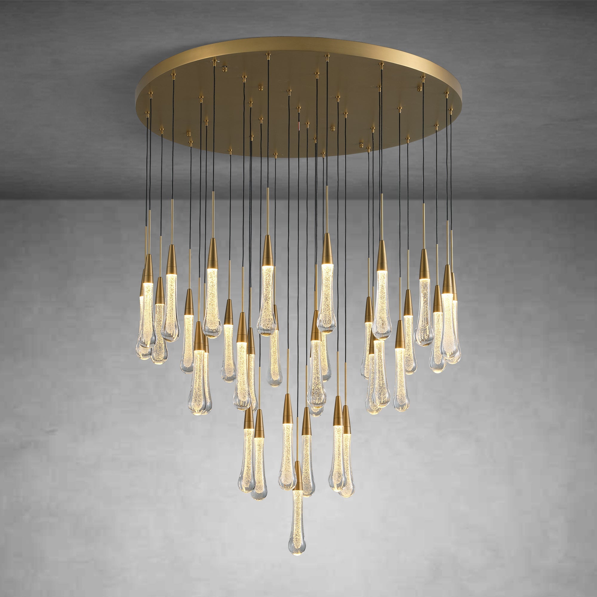 Gold raindrop-shaped chandelier