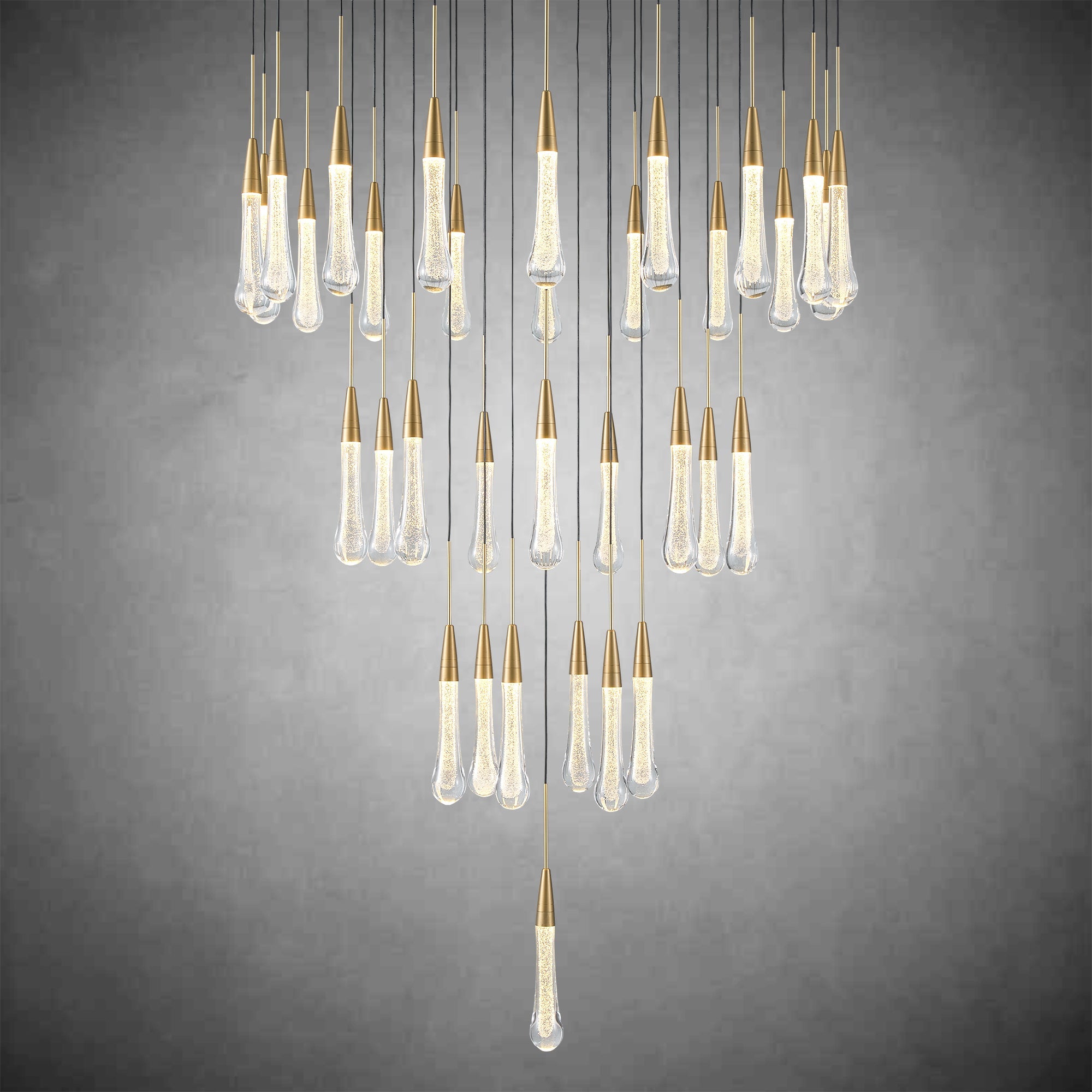 Gold raindrop-shaped chandelier