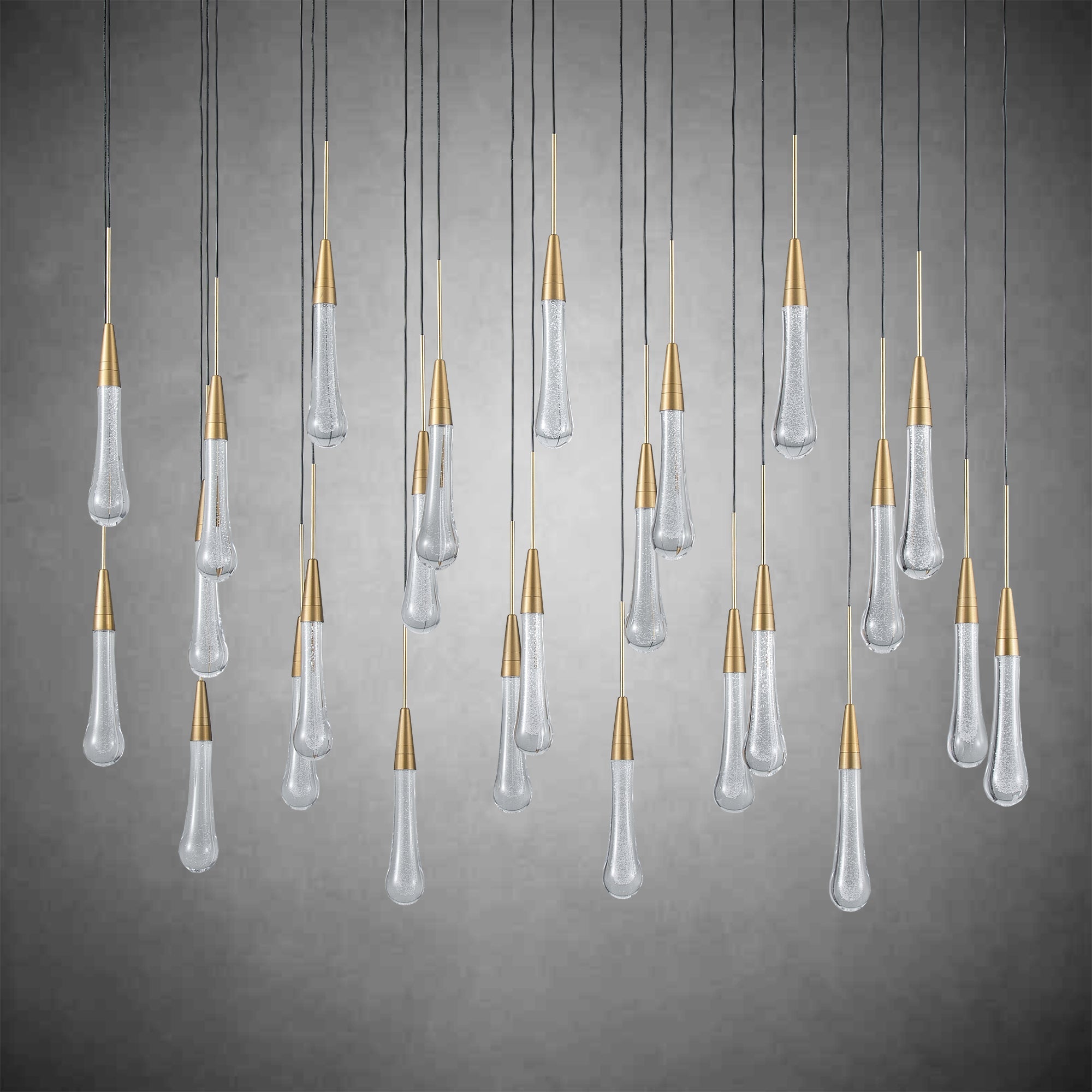 Gold raindrop-shaped chandelier