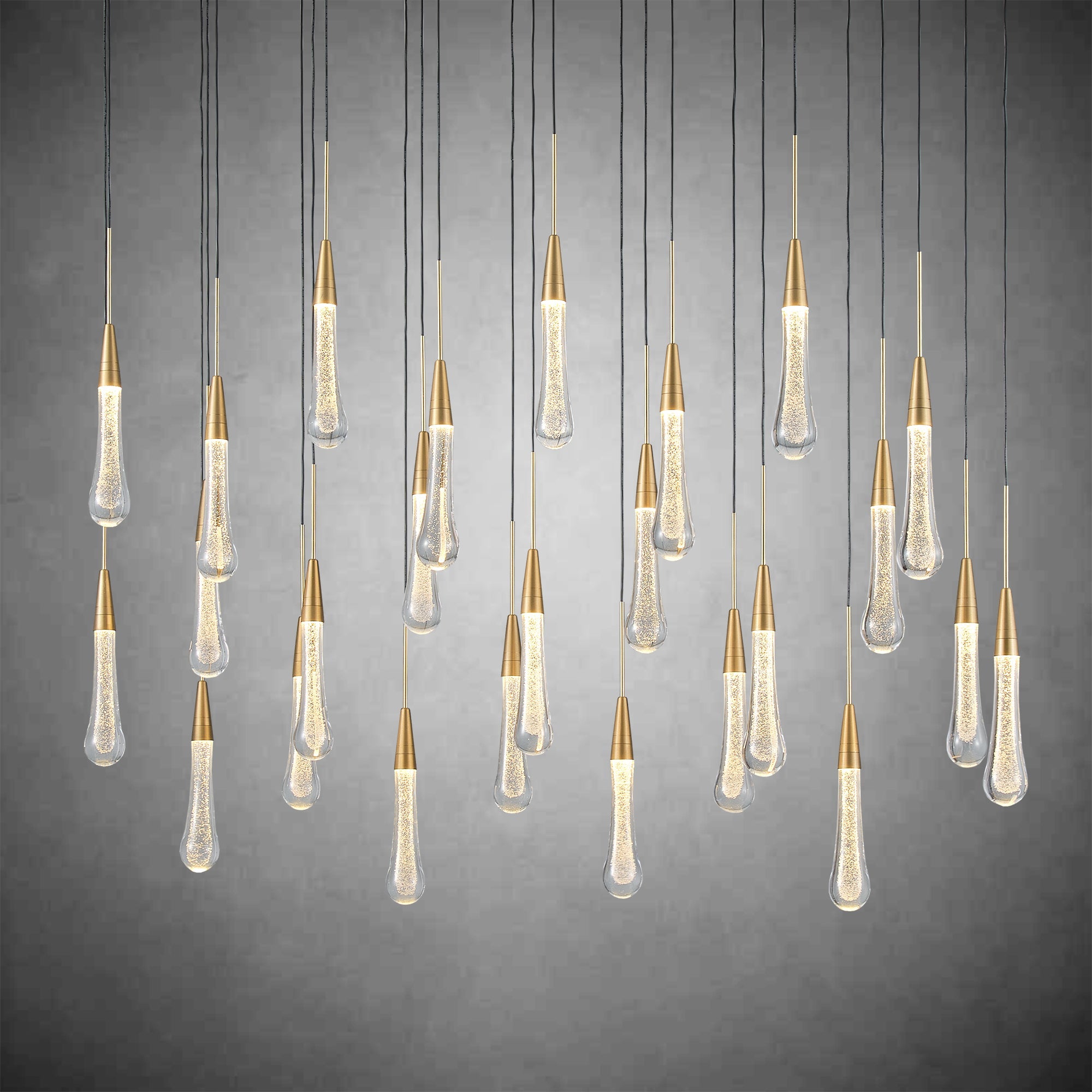 Gold raindrop-shaped chandelier