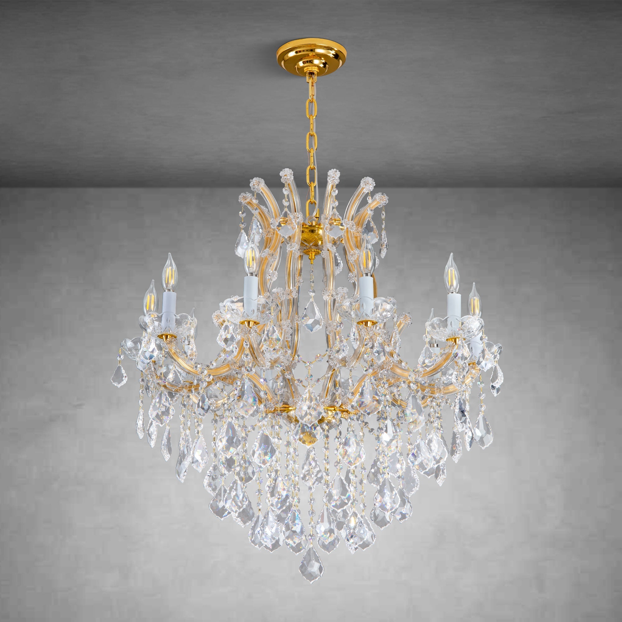 Modern Crystal Chandeliers, Gold Candle Chandelier