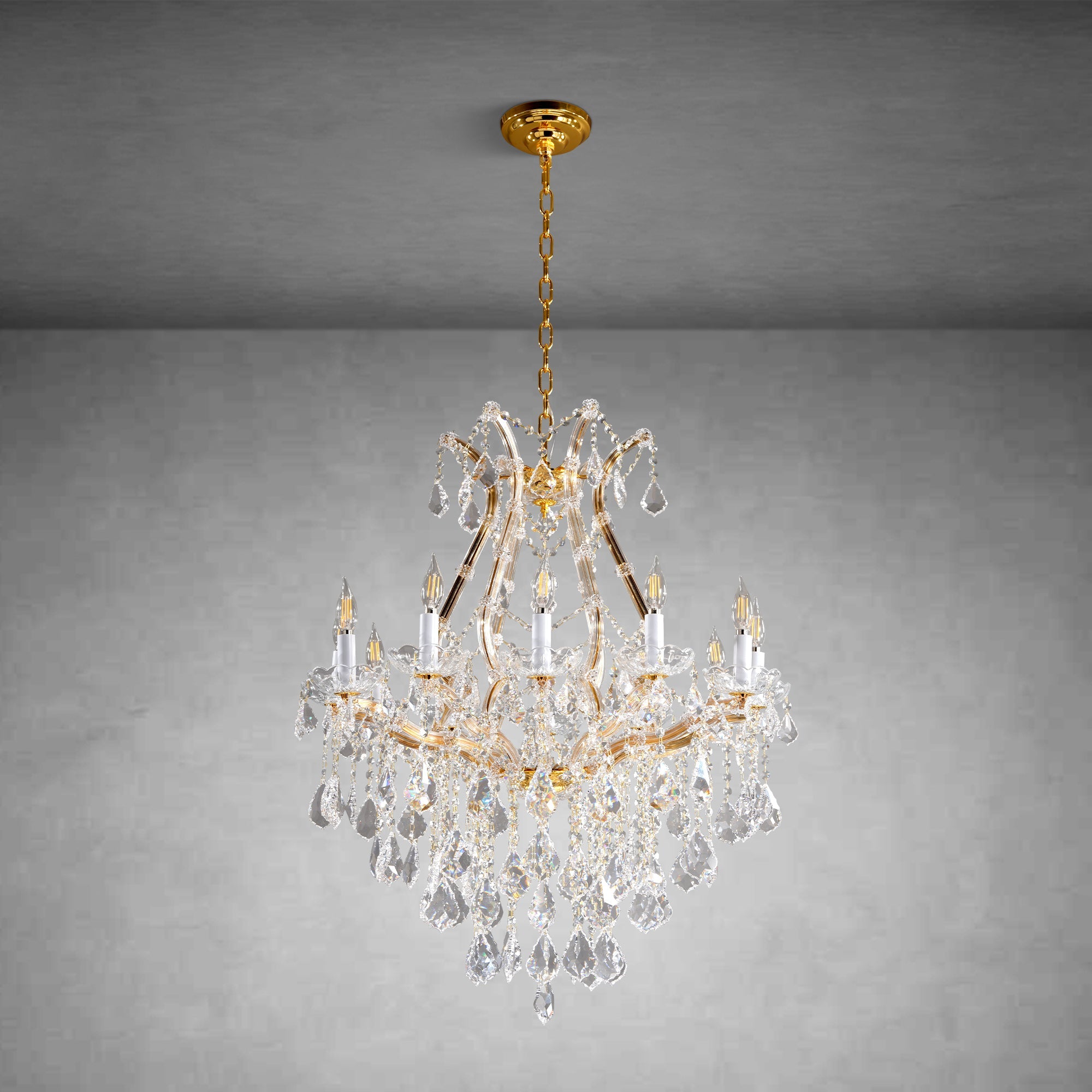 Large Gold Crystal Chandelier Light Fixtures - 24 Lights Modern Crystal Chandeliers