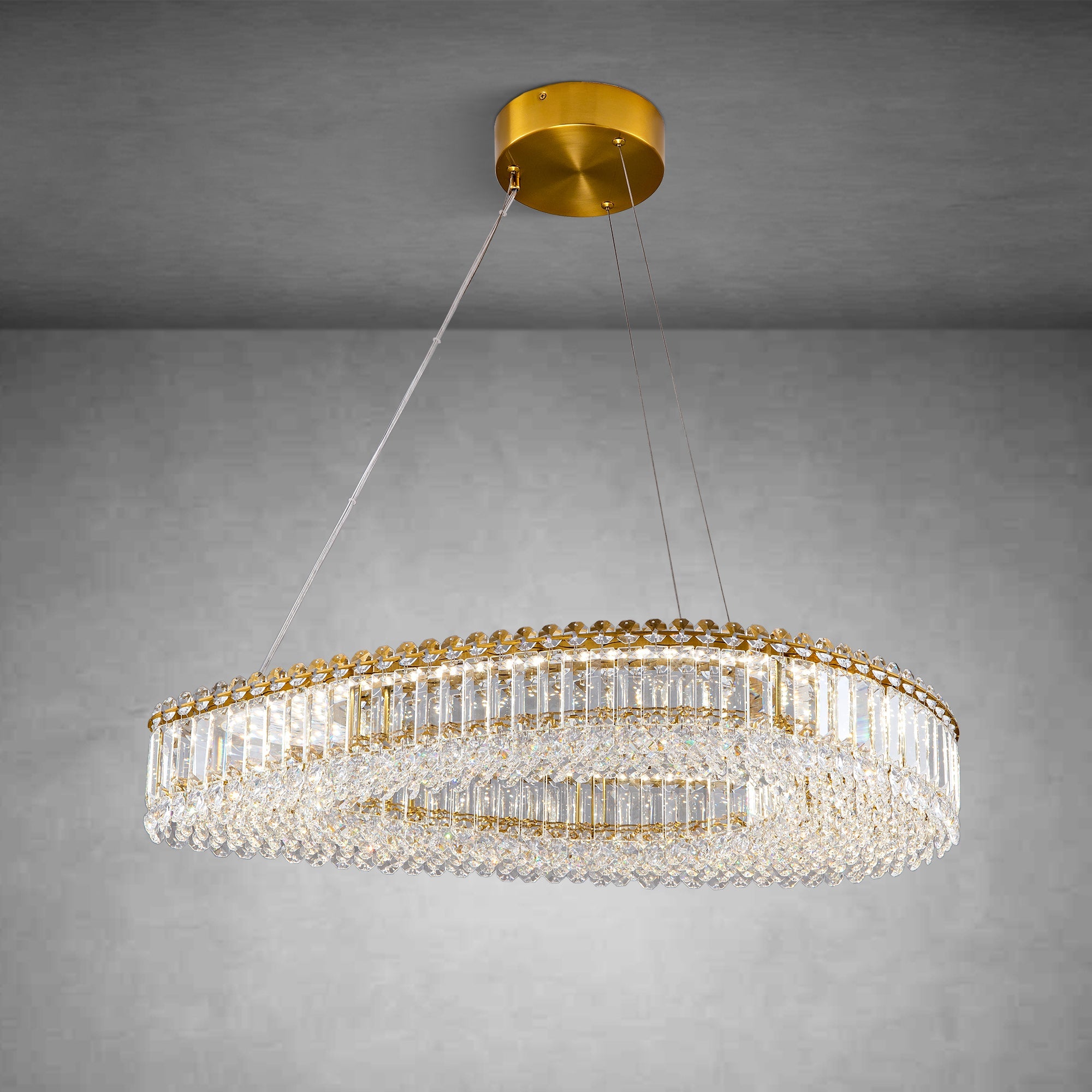 Modern Crystal Chandelier - Gold Round Chandeliers for Dining Room