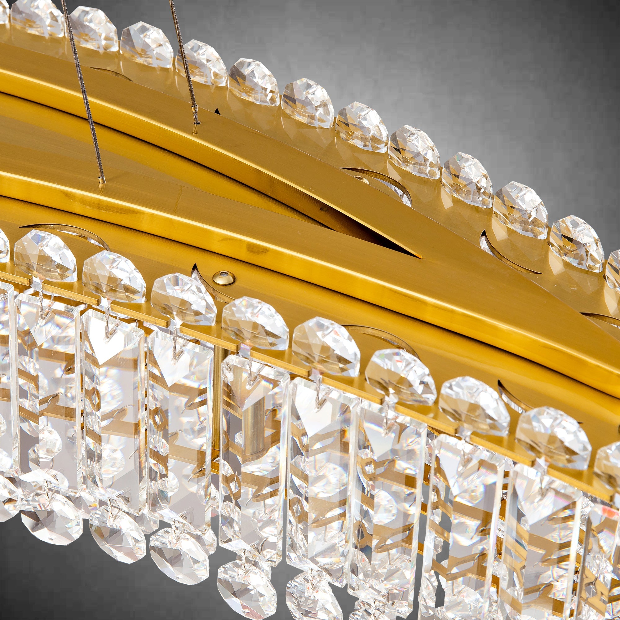 Modern Crystal Chandelier, Gold Rectangle Chandeliers for Dining Room