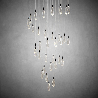 36" Black Crystal Chandelier, 43-Light Raindrop Chandelier