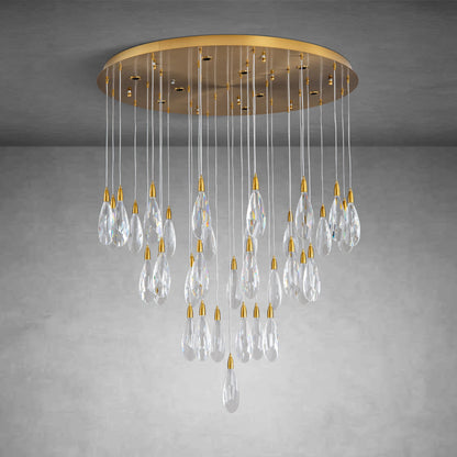 36" Black Crystal Chandelier, 43-Light Raindrop Chandelier