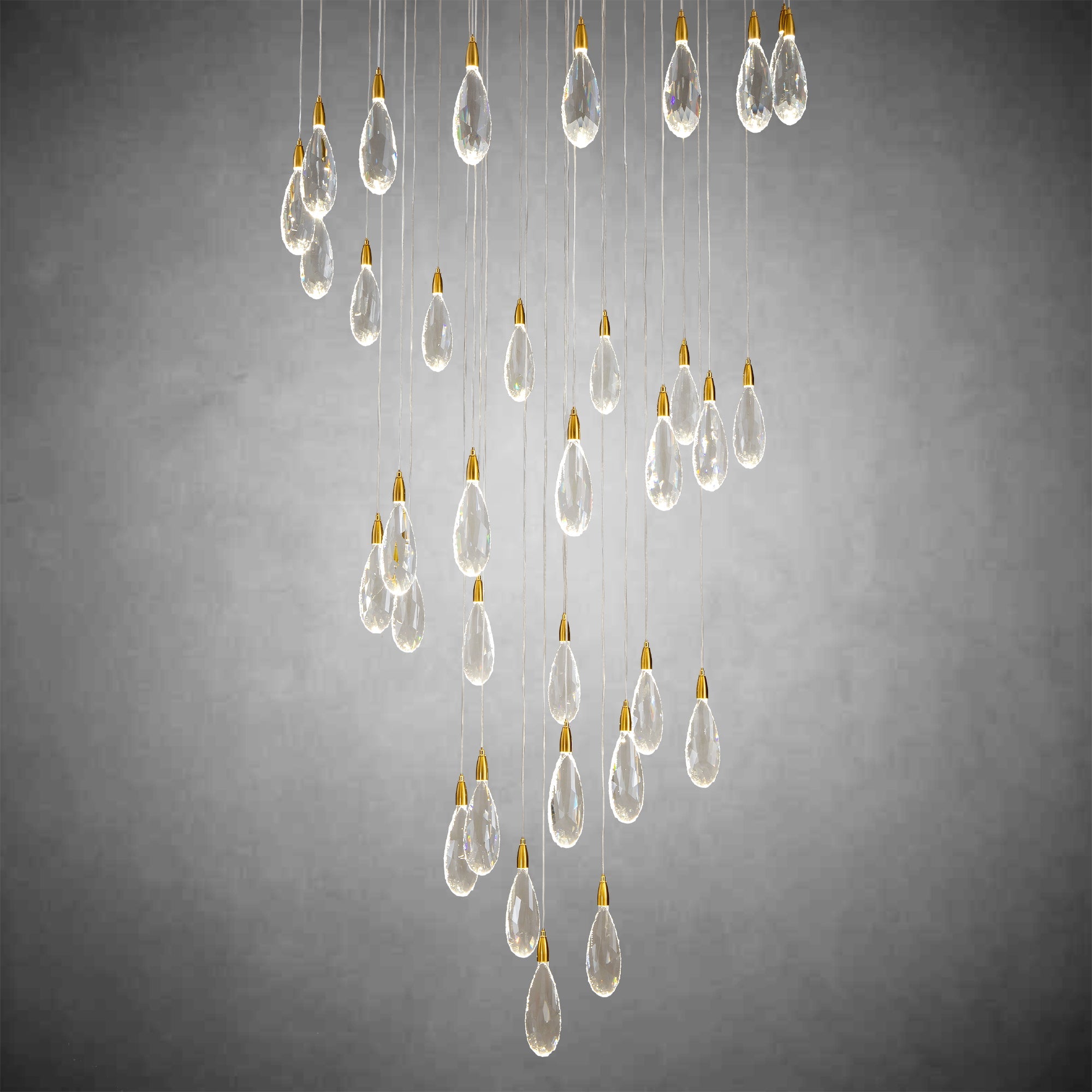 36" Black Crystal Chandelier, 43-Light Raindrop Chandelier
