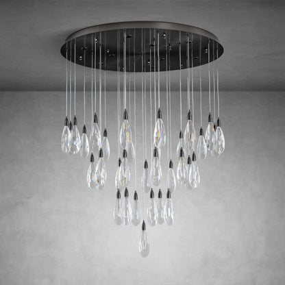 36" Black Crystal Chandelier, 43-Light Raindrop Chandelier