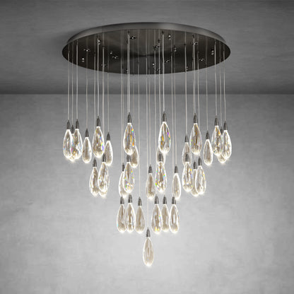 36" Black Crystal Chandelier, 43-Light Raindrop Chandelier