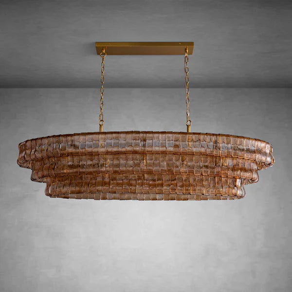 Ghiaccio Art Glass Oval Chandelier