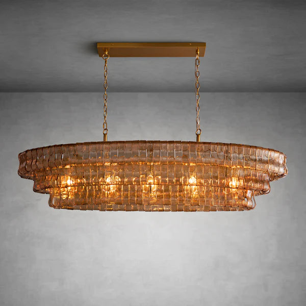 Ghiaccio Art Glass Oval Chandelier