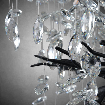 Tree branch-shaped black crystal chandelier