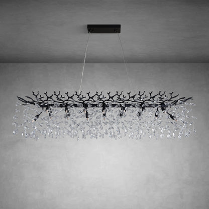 Tree branch-shaped black crystal chandelier