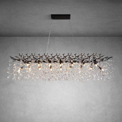 Tree branch-shaped black crystal chandelier