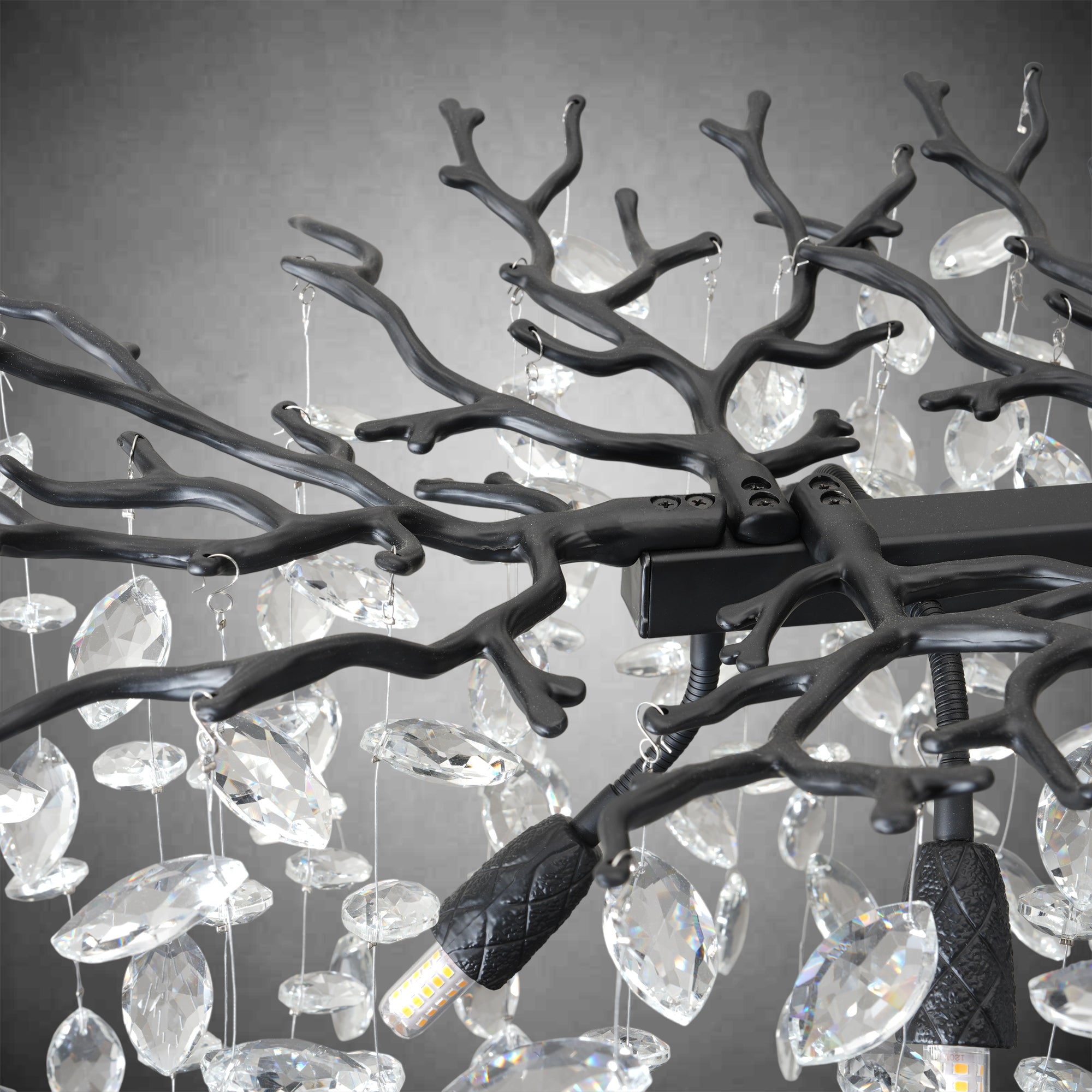 Tree branch-shaped black crystal chandelier