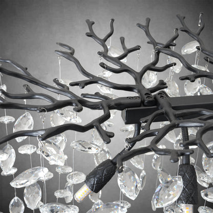 Tree branch-shaped black crystal chandelier
