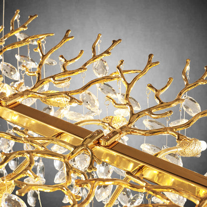 Modern Gold Tree Branch Crystal Chandelier