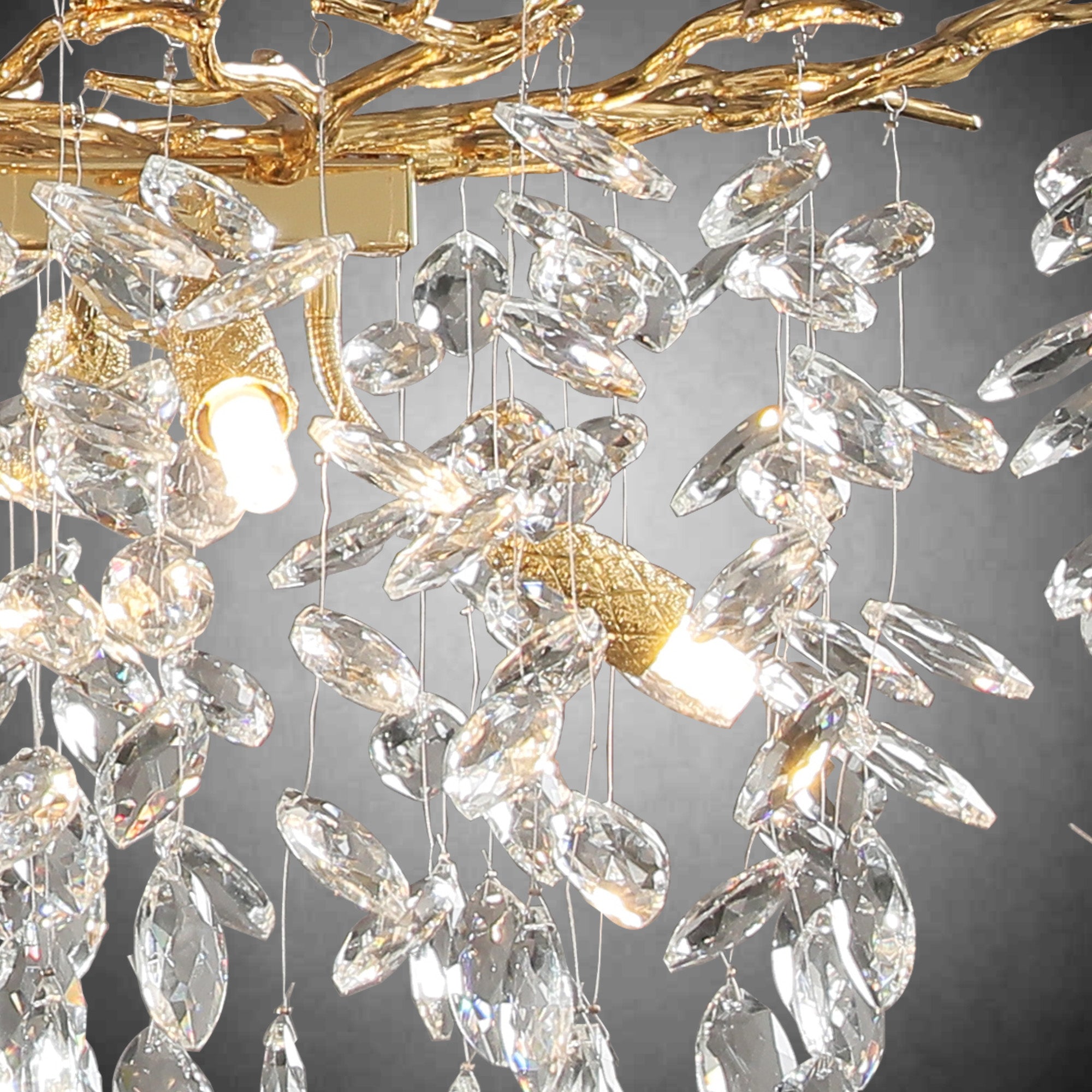 Modern Gold Tree Branch Crystal Chandelier