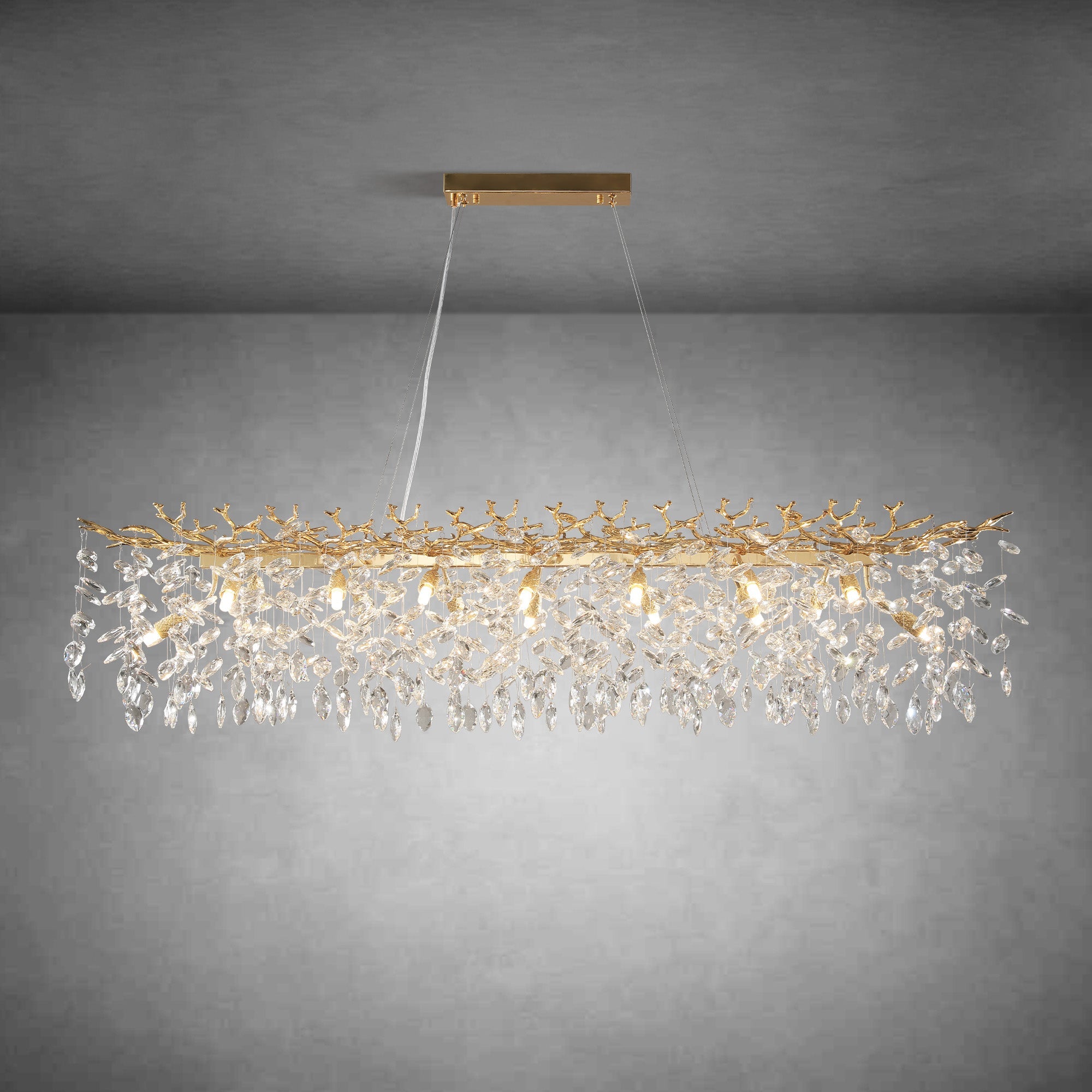 Modern Gold Tree Branch Crystal Chandelier