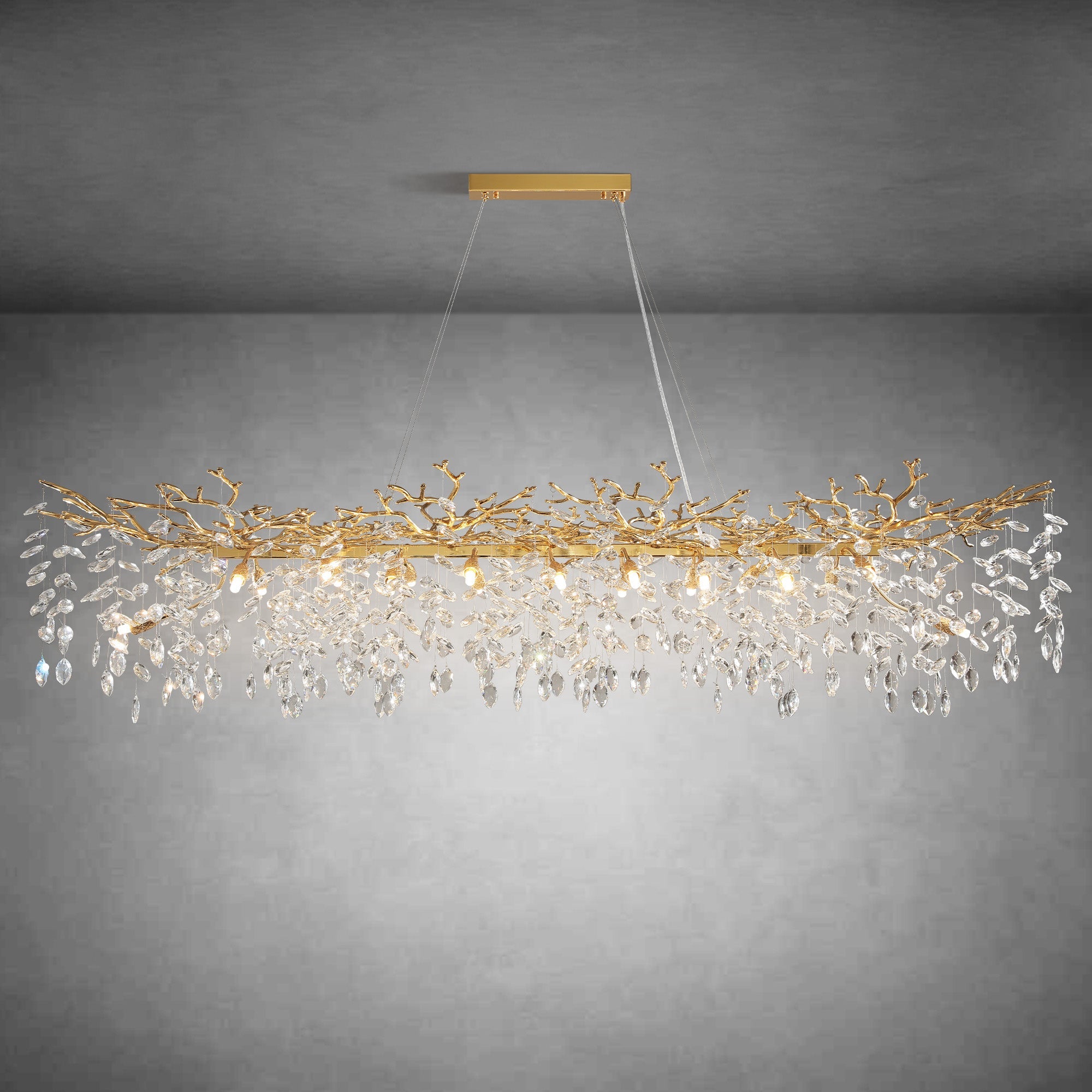 Modern Gold Tree Branch Crystal Chandelier