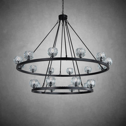 Crystal Chandelier With Carriage Wheel Design