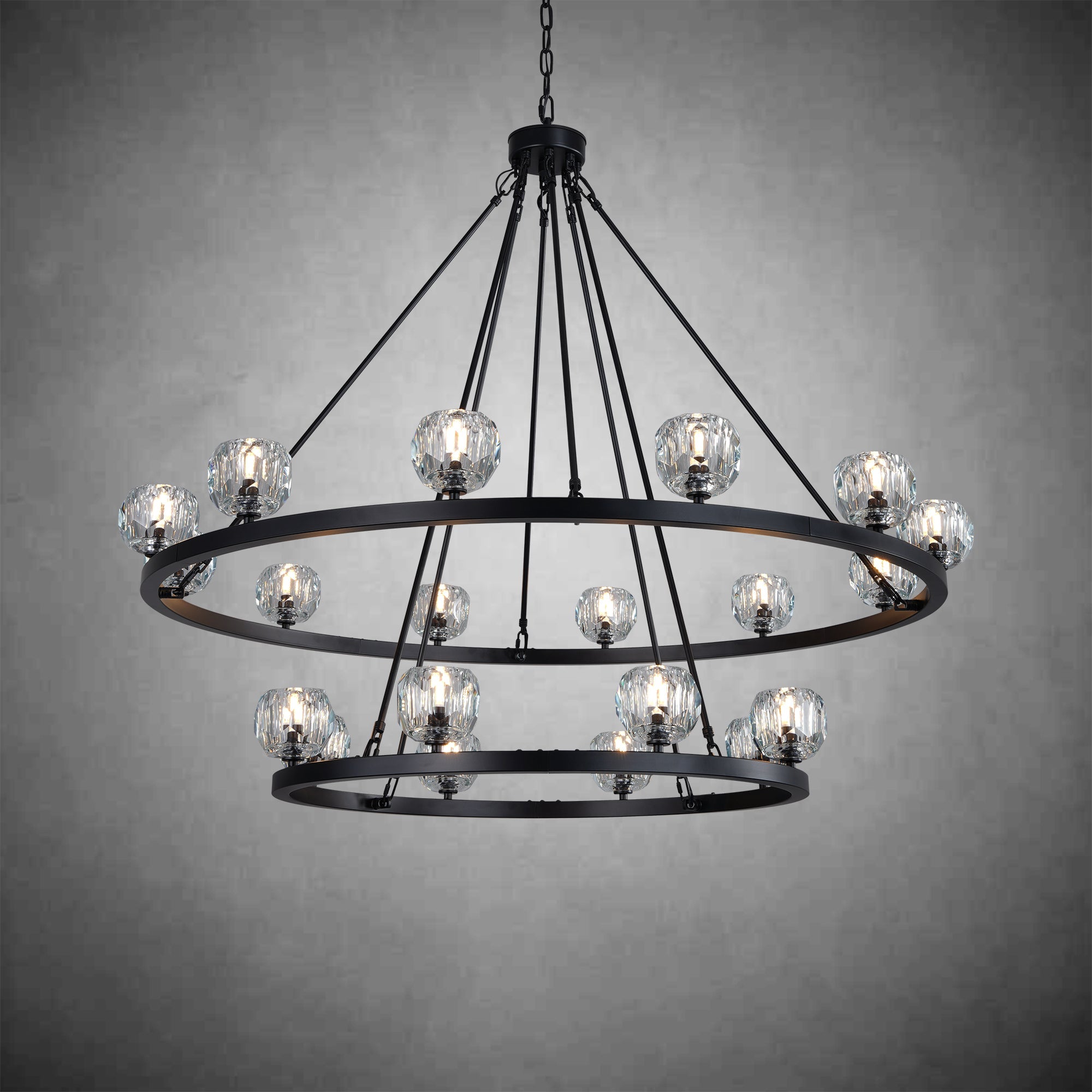 Crystal Chandelier With Carriage Wheel Design