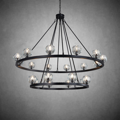 Crystal Chandelier With Carriage Wheel Design