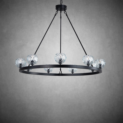 Crystal Chandelier With Carriage Wheel Design