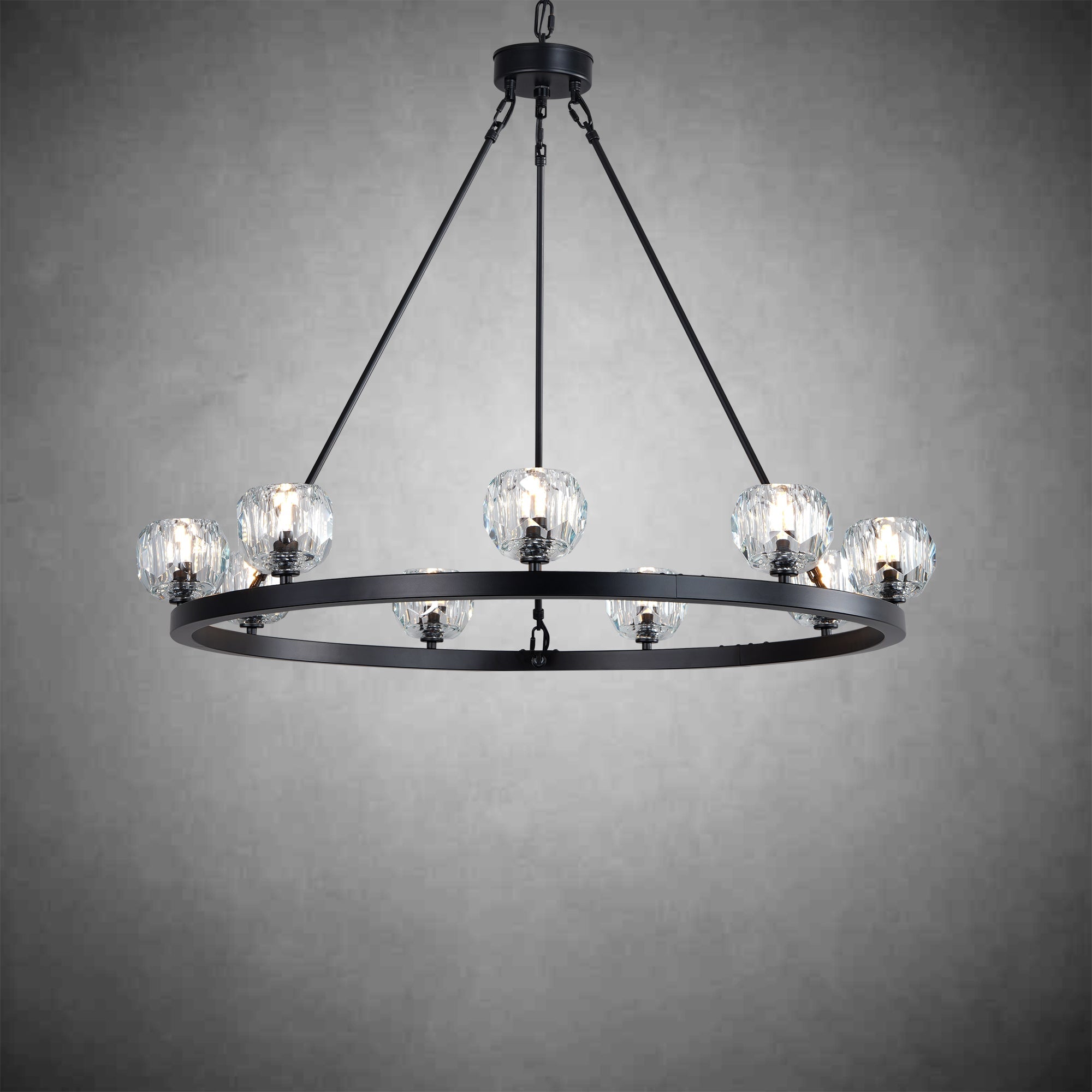 Crystal Chandelier With Carriage Wheel Design