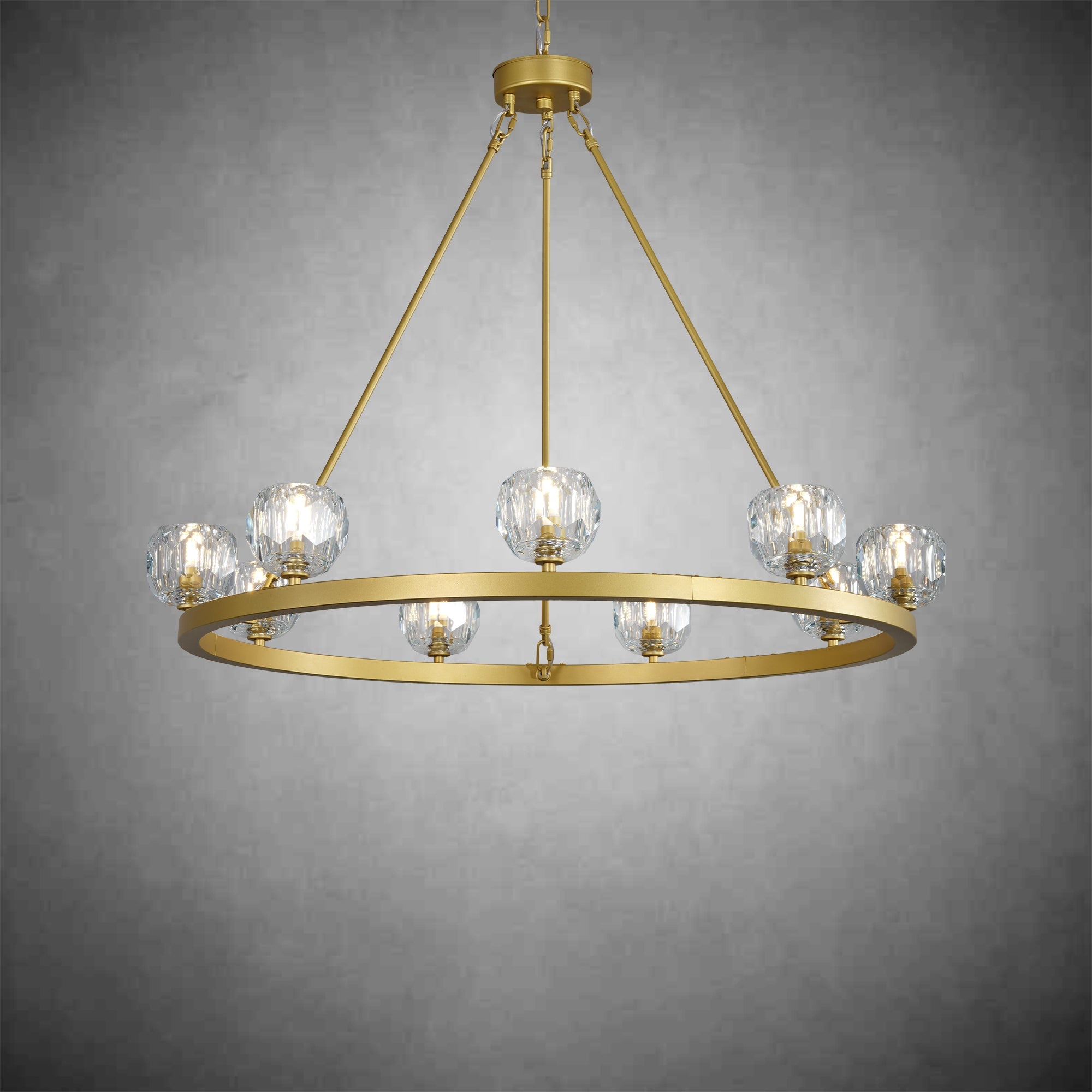 Crystal Chandelier With Carriage Wheel Design