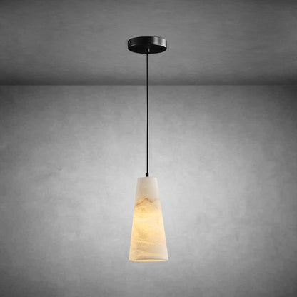 Alabaster Cone-Shaped Pendant Lamp