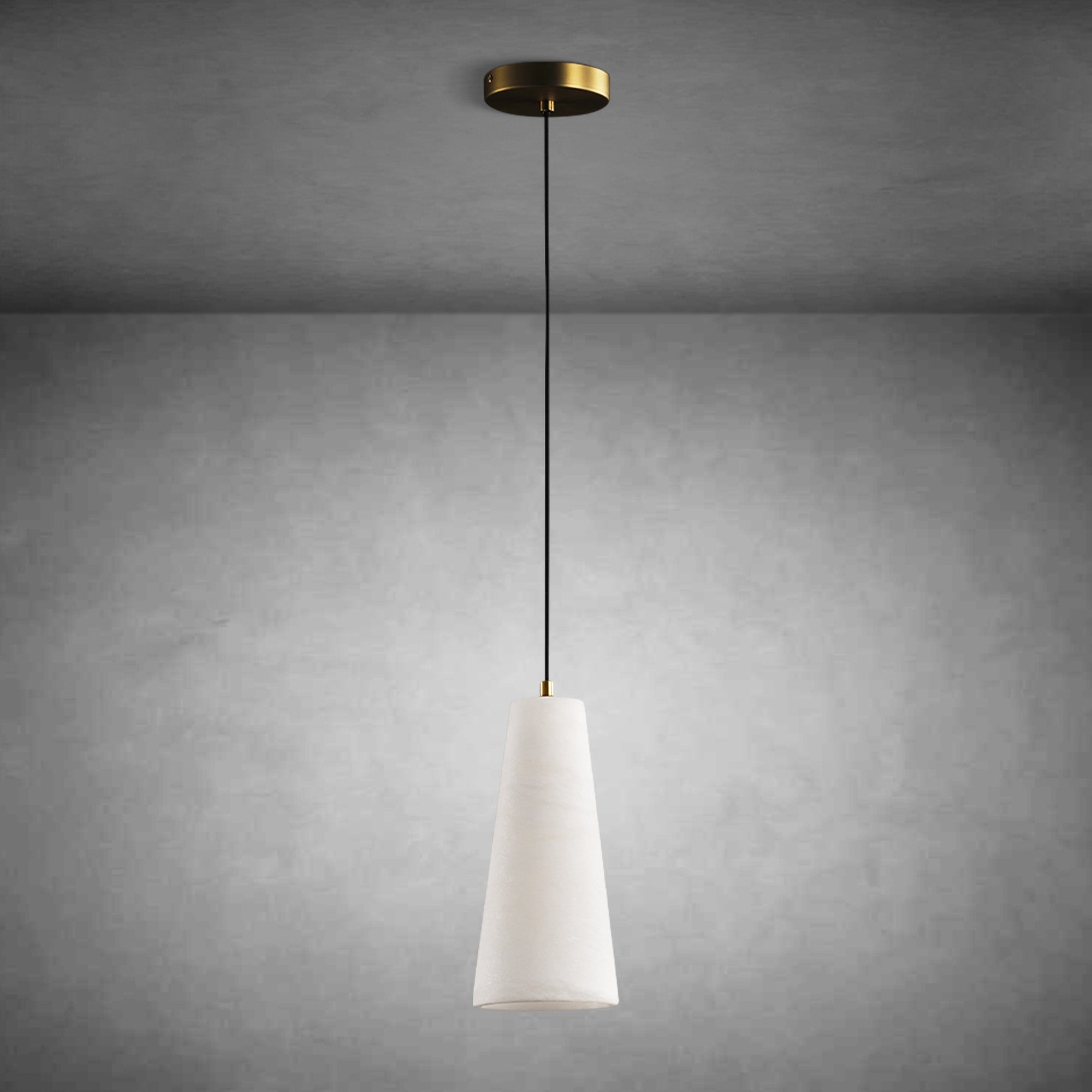 Alabaster Cone-Shaped Pendant Lamp
