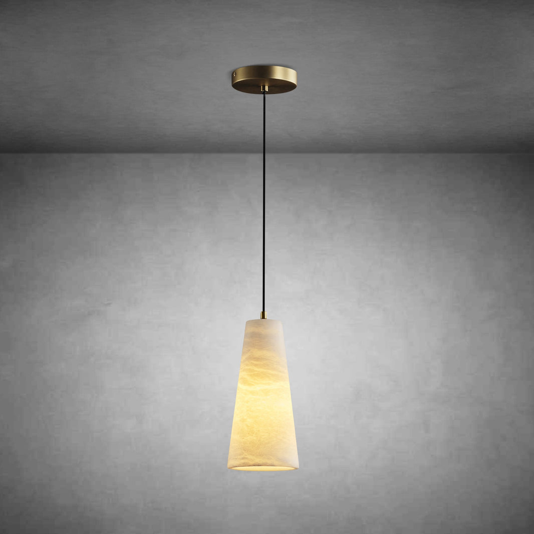 Alabaster Cone-Shaped Pendant Lamp
