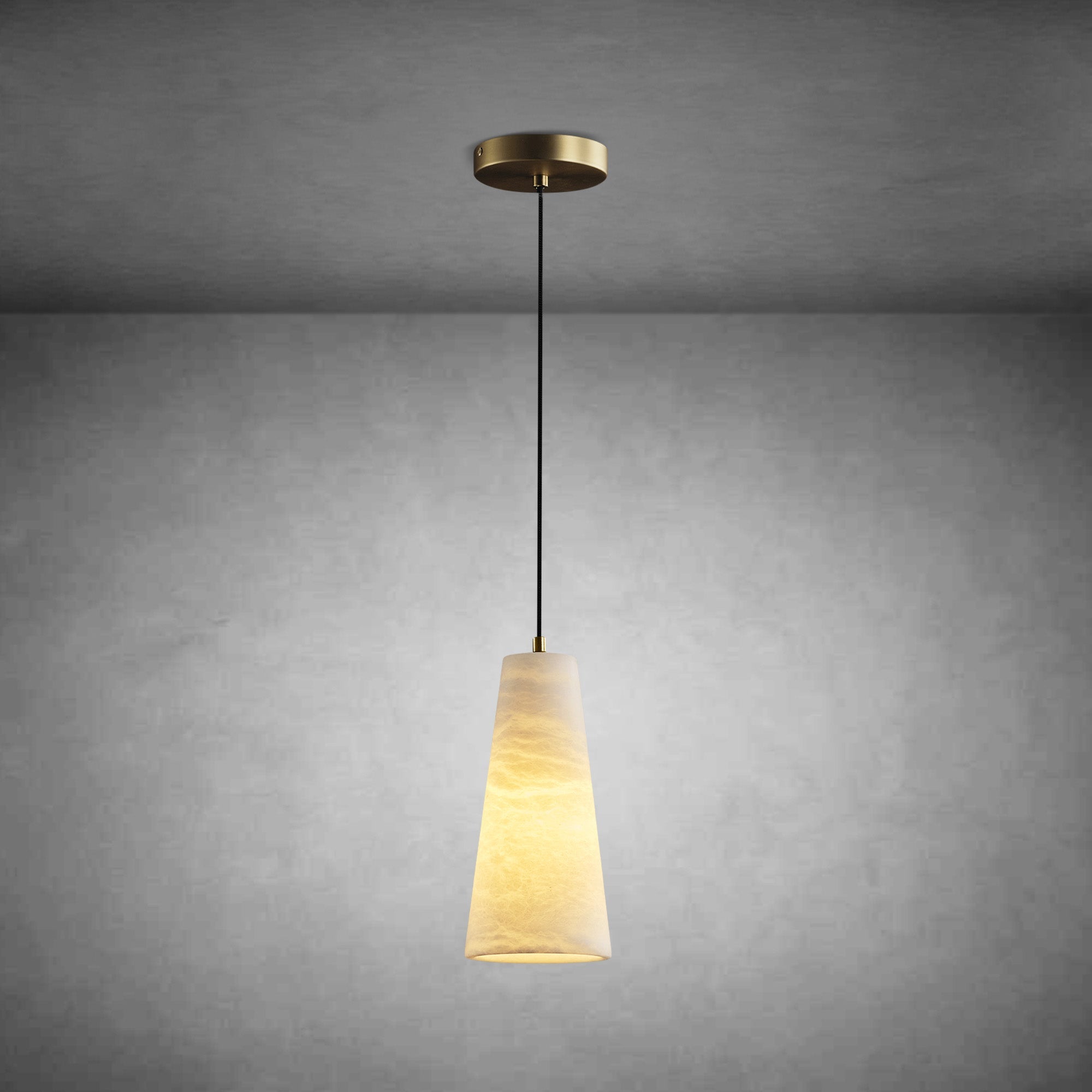 Alabaster Cone-Shaped Pendant Lamp