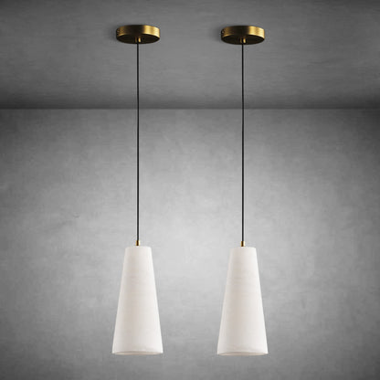 Alabaster Cone-Shaped Pendant Lamp