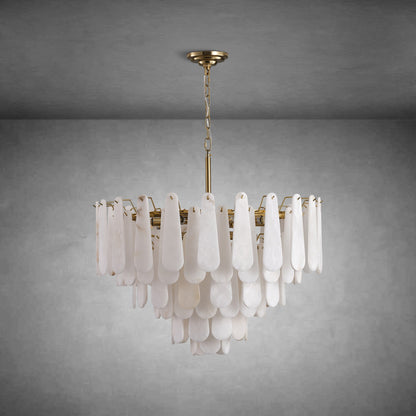 Modern Alabaster Brass Round Pendant light