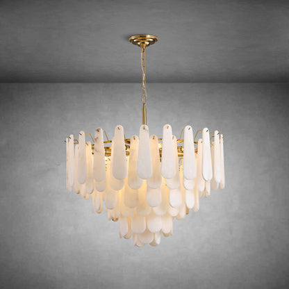 Modern Alabaster Brass Round Pendant light