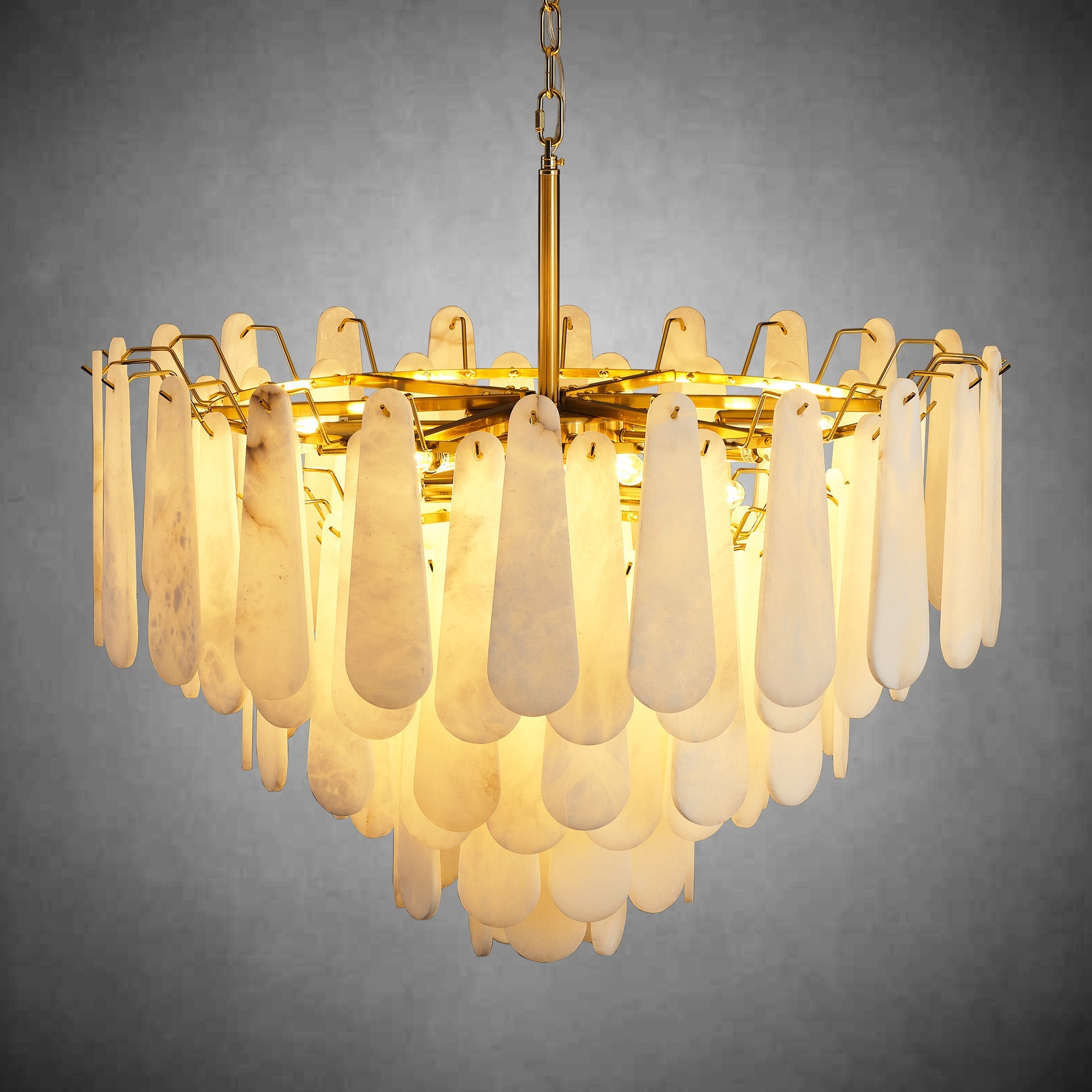 Modern Alabaster Brass Round Pendant light