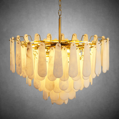 Modern Alabaster Brass Round Pendant light