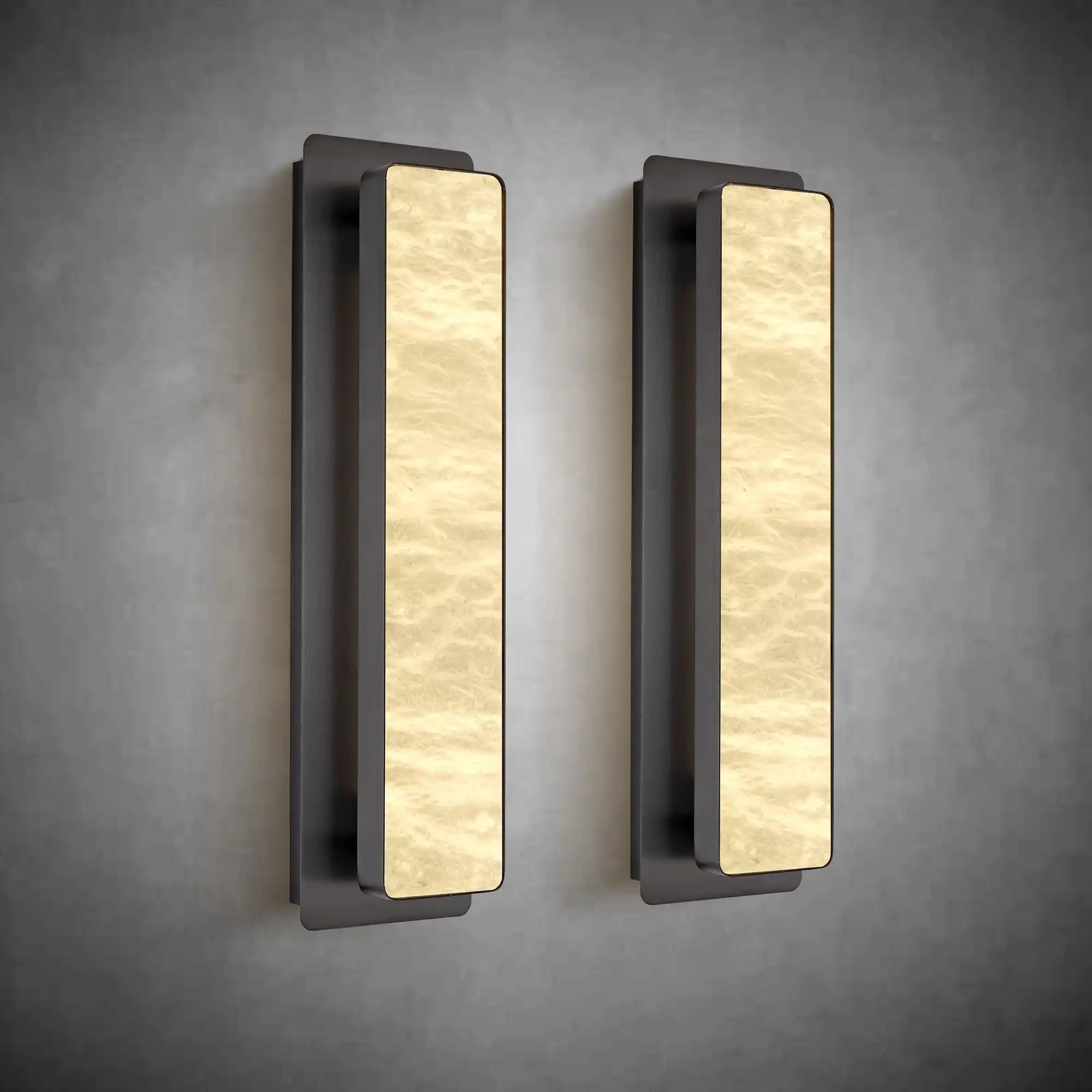 19.7" Alabaster Rectangular Wall Sconces Natural Wall Sconce Set of Two