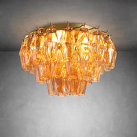 Amber 17" Modern Crystal Glass Round Ceiling Chandelier