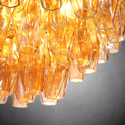 Amber 17" Modern Crystal Glass Round Ceiling Chandelier