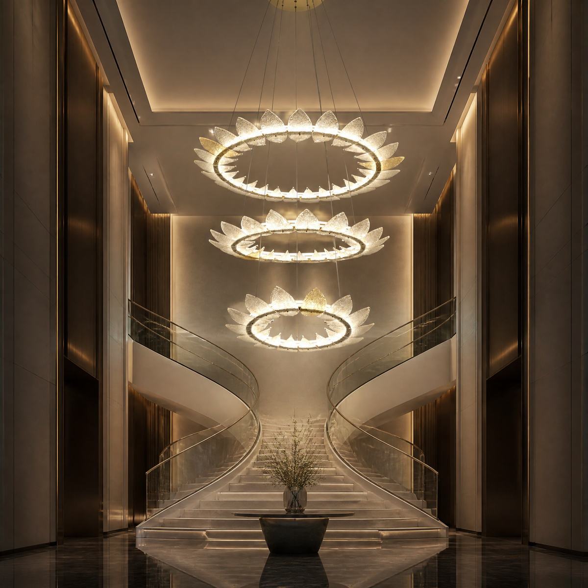 Foyer Large Chandelier in a two-story foyer